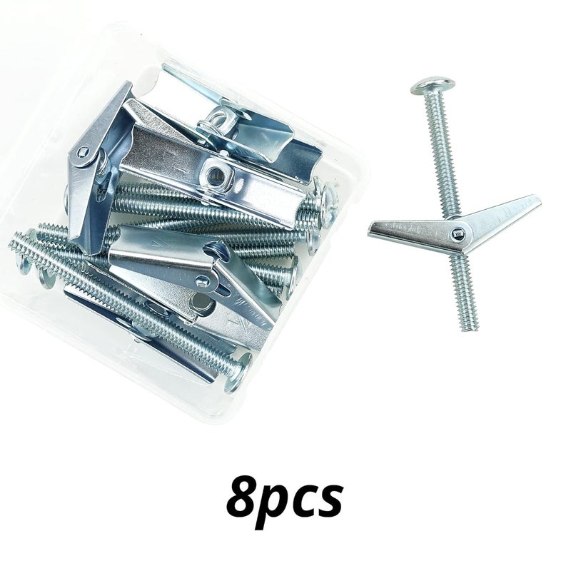 HASWARE Toggle Bolt Zinc Plated Steel and Wing Nut for Hanging Heavy Items on Drywall 1/4x3” (8 Pack) - Image 3